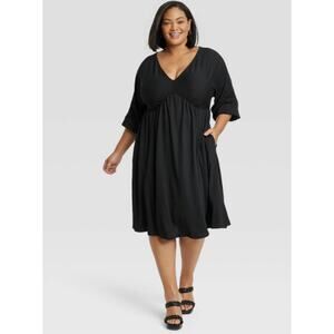 Ava & Viv Dolman 3/4-Sleeve Empire Waist Dress NWT 2X